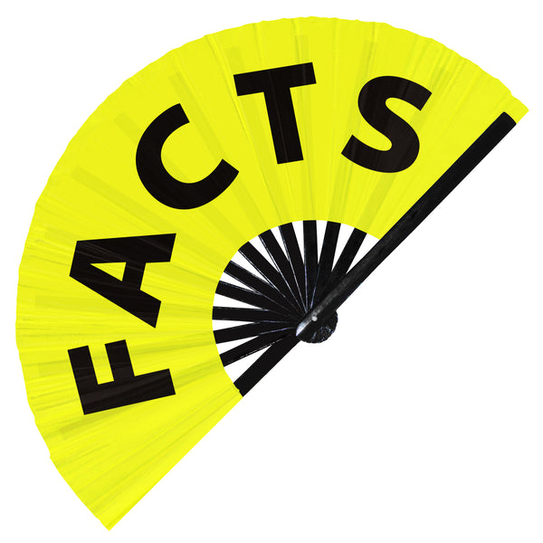 Facts Hand Fan foldable bamboo circuit rave hand fans funny gag slang words expressions statement outfit party supply gear gifts music festival event rave accessories essential for men and women wear