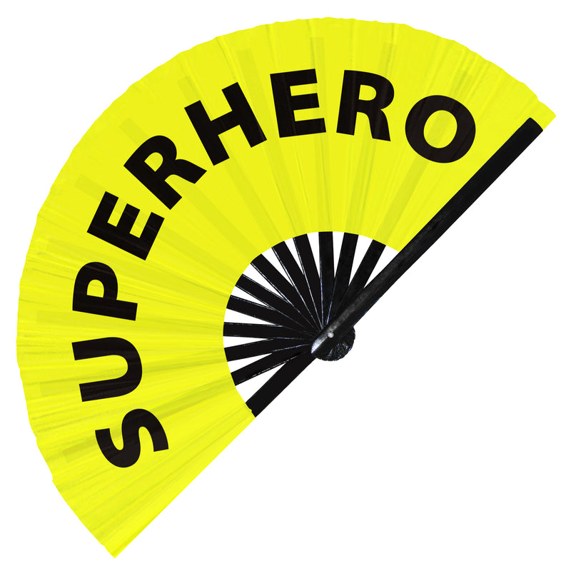 Superhero hand fan foldable bamboo circuit rave hand fans Slang Words Fan outfit party gear gifts music festival rave accessories