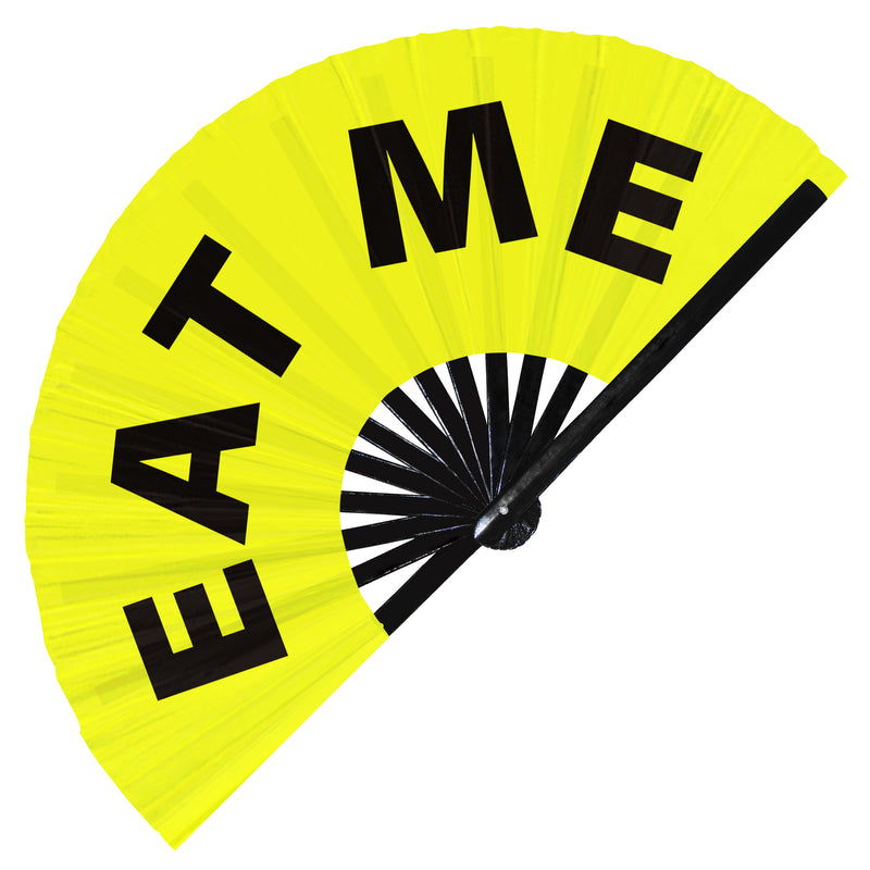 Eat Me Hand Fan Foldable Bamboo Circuit Rave Hand Fans Slang Words Expressions Funny Statement Gag Gifts Festival Accessories