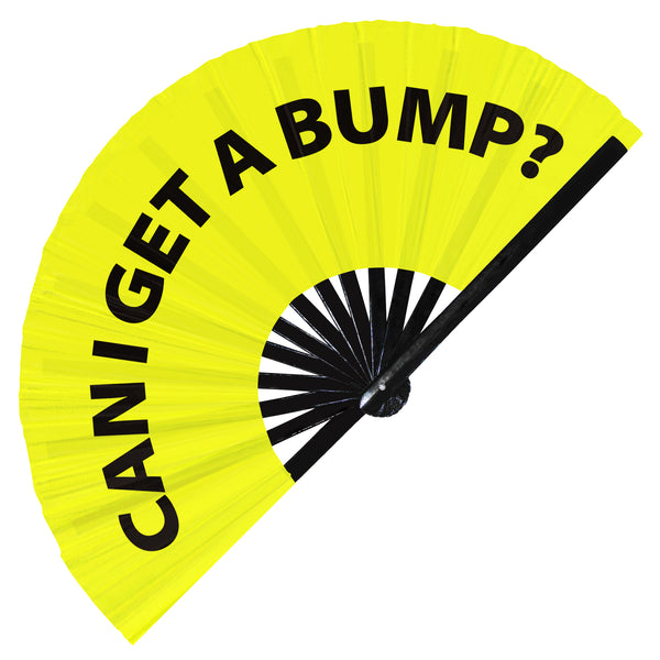 Can I Get A Bump? fan foldable bamboo circuit rave hand fans funny gag slang words expressions statement outfit party supply gear gifts music festival event rave accessories essential for men and women wear