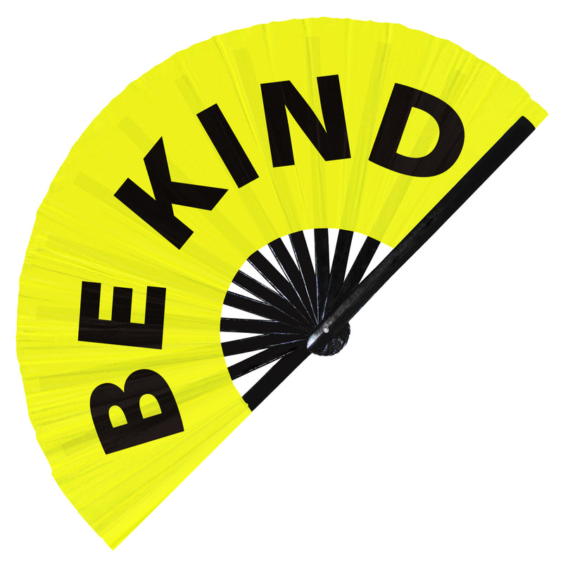 Be Kind fan foldable bamboo circuit rave hand fans Slang Words Fan outfit party gear gifts music festival rave accessories