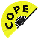 Cope Hand Fan foldable bamboo circuit rave hand fans funny gag slang words expressions statement outfit party supply gear gifts music festival event rave accessories essential for men and women wear