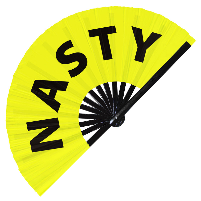 Nasty hand fan foldable bamboo circuit rave hand fans Slang Words Fan outfit party gear gifts music festival rave accessories