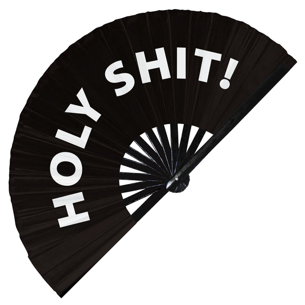 Holy Shit! hand fan foldable bamboo circuit hand fan funny gag words expressions statement gifts Festival accessories Rave handheld fan Clack fans