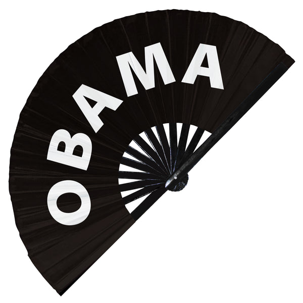 Obama Fan Foldable Large Handheld Fan President Barack Obama Durable Satin Bamboo Hand Fan