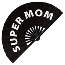 Super Mom hand fan foldable bamboo circuit hand fan funny gag words expressions statement gifts Festival accessories Rave handheld Circuit event fan Clack fans