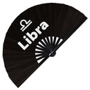 Libra Zodiac Sign hand fan foldable bamboo circuit rave hand fans 12 Zodiacs Personality Astrological sign Rave Party gifts Festival accessories