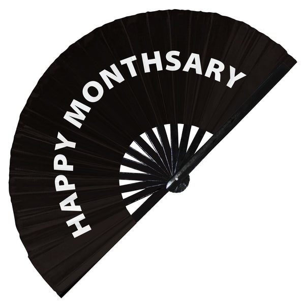 Happy Monthsary hand fan foldable bamboo congrats circuit events birthday weddings rave hand fans outfit party gear gifts toys music festival rave accessories essential for men and women wear
