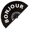 Bonjour Hand Fan Foldable Bamboo Circuit Rave Hand Fans French Words Expressions Funny Statement Gag Gifts Festival Accessories