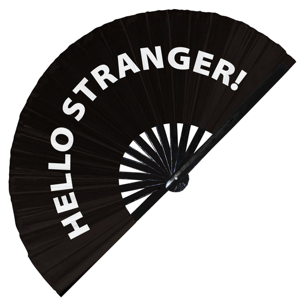 Hello Stranger hand fan foldable bamboo circuit events birthday weddings rave hand fans outfit party gear gifts toys music festival rave accessories essential for men and women wear