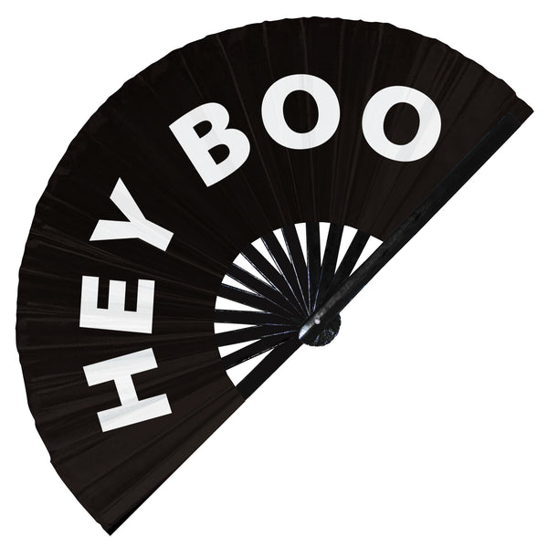hey boo hand fan foldable bamboo halloween circuit rave hand fans outfit party gear gifts toys music festival rave accessories essential for men and women wear