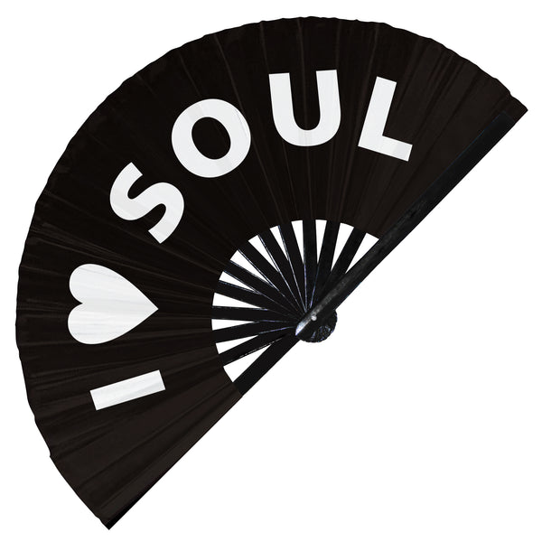 I Love Soul hand fan foldable bamboo circuit rave hand fans Heart Music Genre Rave Parties gifts Festival accessories