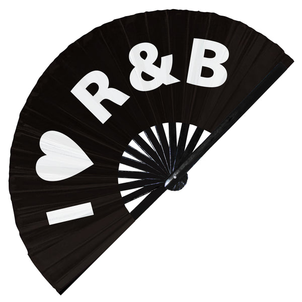 I Love R&B hand fan foldable bamboo circuit rave hand fans Heart Music Genre Rave Parties gifts Festival accessories