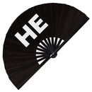 lgbt pronouns Hand Fans Handheld Fans pride pronouns he him she her they them transgender pronouns proper pronouns he she they circuit party rave