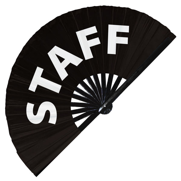 Staff hand fan foldable bamboo circuit Personnel rave hand fans outfit party gear gifts toys music festival rave accessories essential for men and women wear