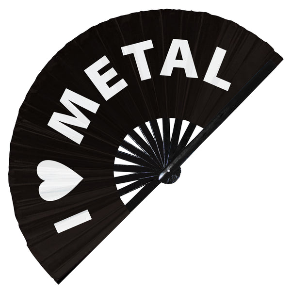 I Love Metal hand fan foldable bamboo circuit rave hand fans Heart Music Genre Rave Parties gifts Festival accessories