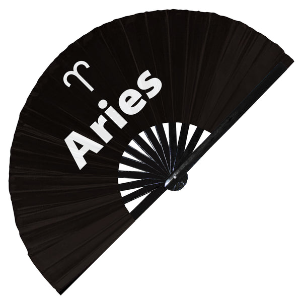 Aries Zodiac Sign hand fan foldable bamboo circuit rave hand fans 12 Zodiacs Personality Astrological sign Rave Party gifts Festival accessories