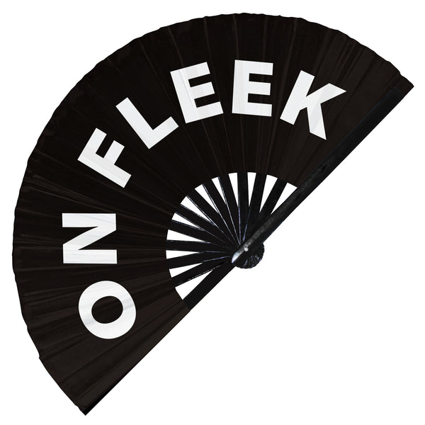 On Fleek Slang Words hand fan foldable bamboo circuit rave hand fans Gen Z Modern Slangs outfit party supply gear gifts music festival event rave accessories essential for men and women wear