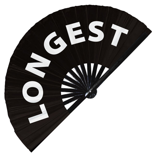 Longest hand fan foldable bamboo circuit Long hand fan words expressions statement gifts Festival accessories Party Rave handheld fan Clack fans gag joke gifts