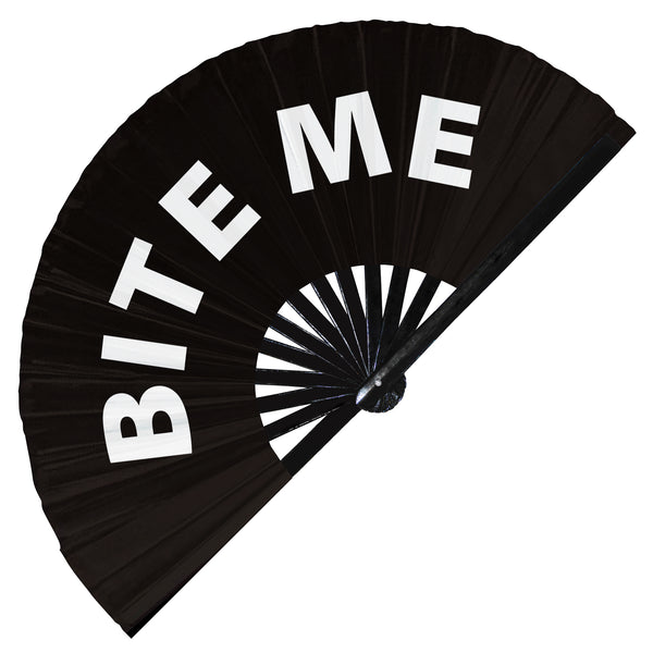 Bite Me Handheld Bamboo Hand Large Fan Party Accessories Rave Event Circuit Festivals Hand Fan