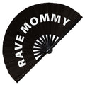 Rave Mommy Hand Fan Foldable Bamboo Rave Mom Circuit Rave Hand Fans Outfit Party Gear Gifts Music Festival Rave Accessories for Men and Women