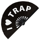 I Love Trap hand fan foldable bamboo circuit rave hand fans Heart Music Genre Rave Parties gifts Festival accessories
