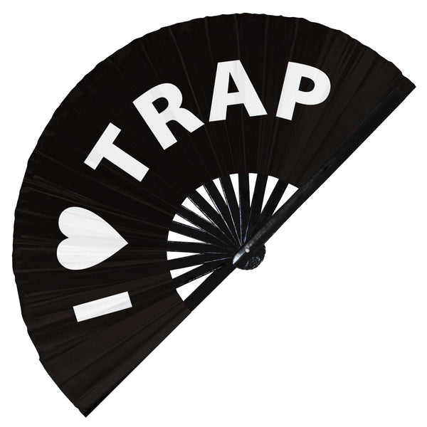 I Love Trap hand fan foldable bamboo circuit rave hand fans Heart Music Genre Rave Parties gifts Festival accessories
