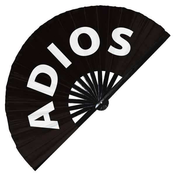 Adios Goodbye Spanish Words hand fan foldable bamboo circuit rave hand fans Popular Spanish Mexican Slangs outfit party supply gear gifts music festival event rave accessories essential for men and women wear