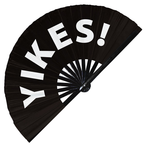 Yikes! Yikes Slang Words hand fan foldable bamboo circuit rave hand fans Gen Z Modern Slangs outfit party supply gear gifts music festival event rave accessories essential for men and women wear