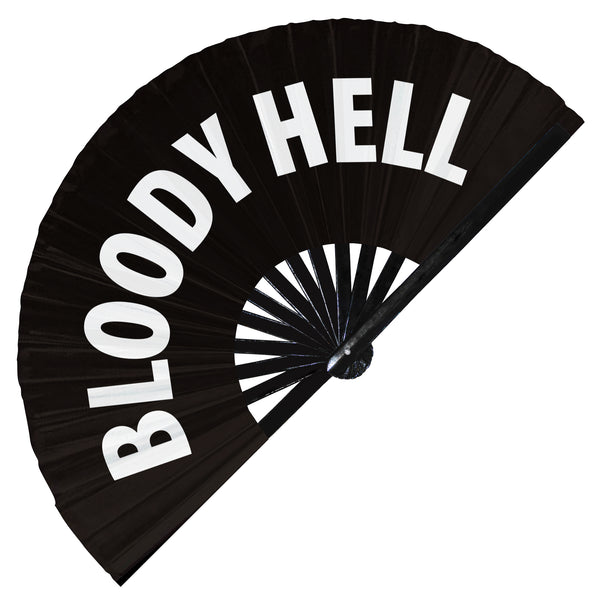 bloody hell hand fan foldable bamboo circuit hand fan oh bloody hell slang curse words expressions statement gifts Festival accessories Rave handheld fan Clack fans
