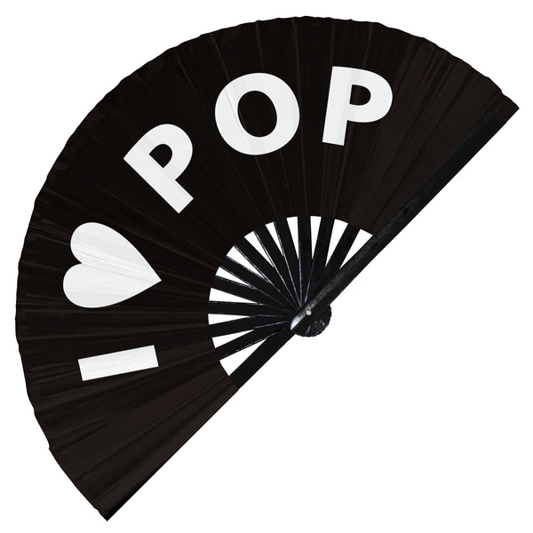 I Love Pop hand fan foldable bamboo circuit rave hand fans Heart Music Genre Rave Parties gifts Festival accessories