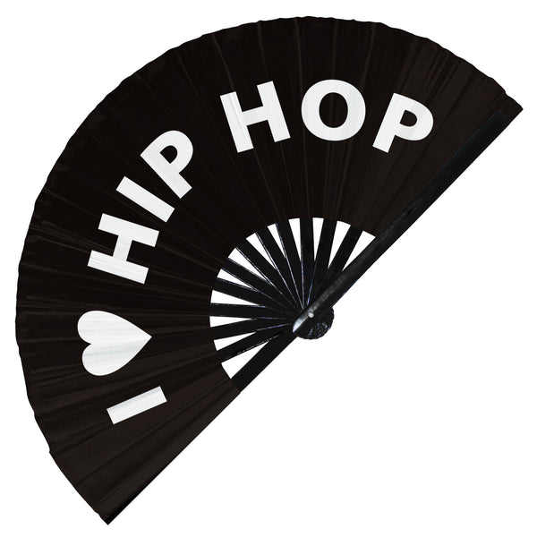 I Love Hip Hop hand fan foldable bamboo circuit rave hand fans Heart Music Genre Rave Parties gifts Festival accessories
