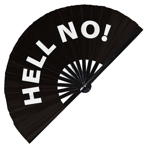Hell No Handheld Bamboo Hand Large Fan Party Accessories Rave Event Circuit Festivals Hand Fan