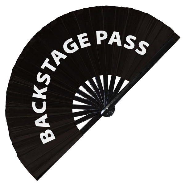 Backstage Pass hand fan foldable bamboo circuit rave hand fans outfit party gear gifts toys music festival rave accessories essential for men and women wear
