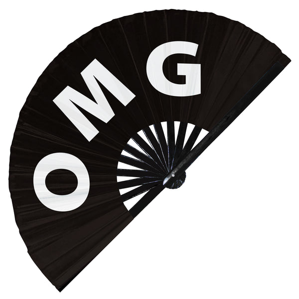 omg oh my god Hand Fan UV Glow Handheld Bamboo Fans chat abbreviations expressions Foldable Hand Fan Clack fans Rave fans