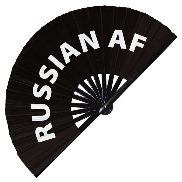 Russian AF Hand Fan UV Glow Russian as Fuck Rave Party Festival Concert Event Nationality Fan