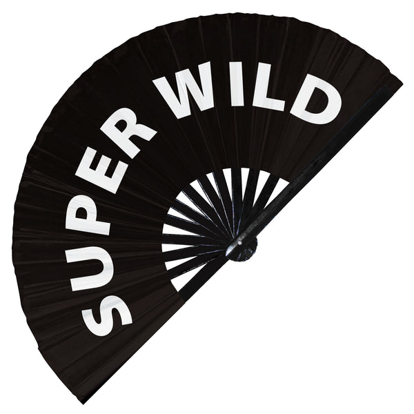 Super Wild hand fan foldable bamboo circuit hand fan funny gag words expressions statement gifts Festival accessories Rave handheld Circuit event fan Clack fans