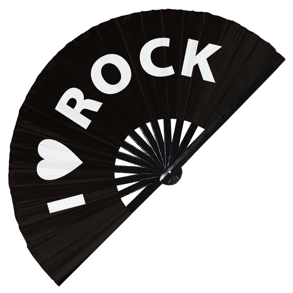 I Love Rock hand fan foldable bamboo circuit rave hand fans Heart Music Genre Rave Parties gifts Festival accessories