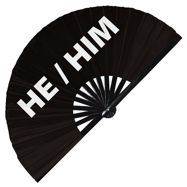 he him lgbt pronouns Hand Fans Handheld Fans pride pronouns he him she her they them transgender pronouns proper pronouns he she they circuit party rave