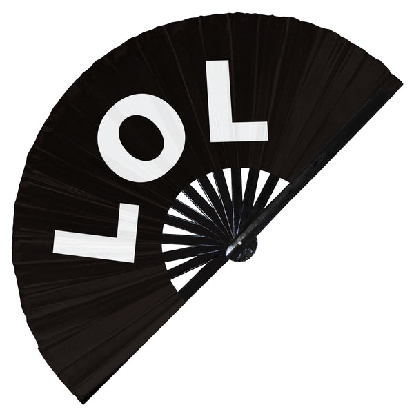 lol laughing out loud Hand Fan UV Glow Handheld Bamboo Fans chat abbreviations expressions Foldable Hand Fan Clack fans Rave fans