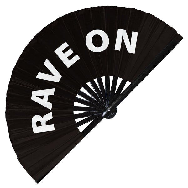 Rave on Handheld Bamboo Hand Large Fan Party Accessories Rave Event Circuit Festivals Hand Fan