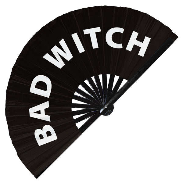bad witch hand fan foldable bamboo halloween circuit rave hand fans outfit party gear gifts toys music festival rave accessories essential for men and women wear