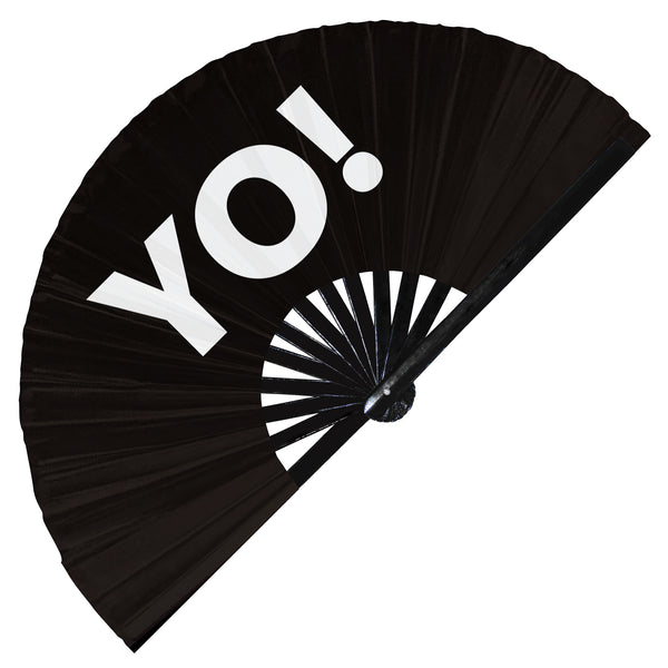 Yo hand fan foldable bamboo circuit events birthday weddings rave hand fans outfit party gear gifts toys music festival rave accessories essential for men and women wear