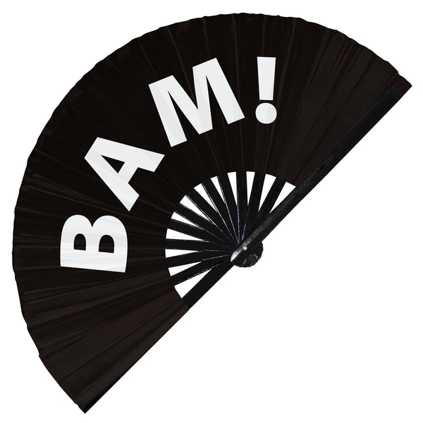 bam! hand fan foldable bamboo circuit bam rave hand fans outfit party gear gifts toys music festival rave accessories essential for men and women wear