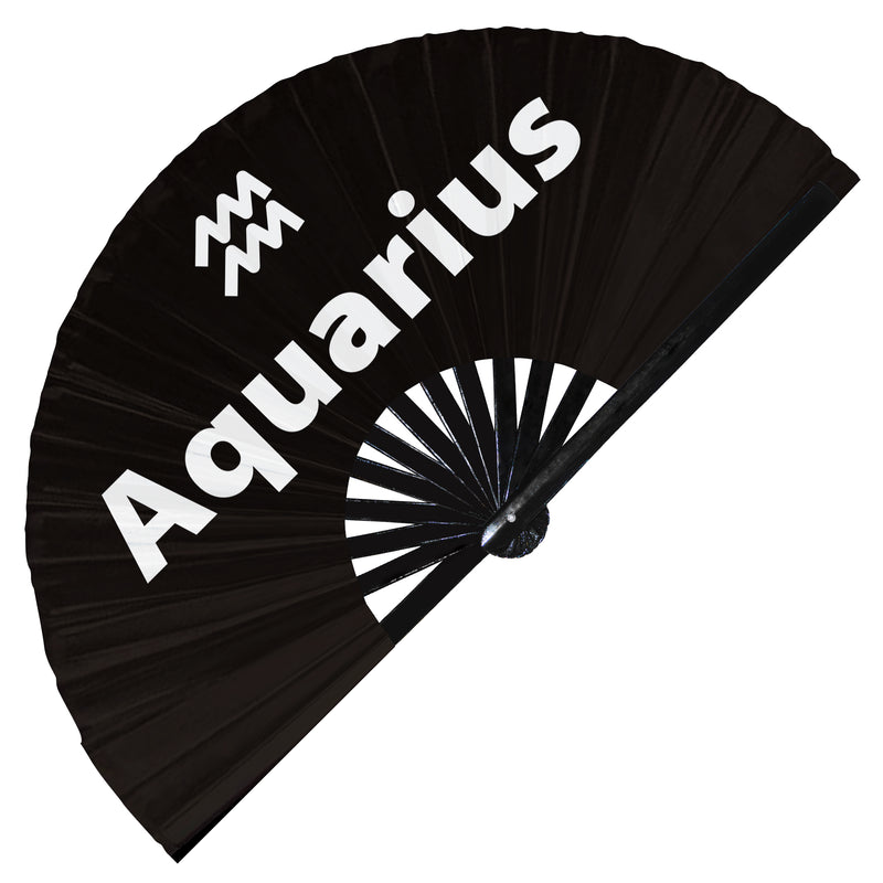Aquarius Zodiac Sign hand fan foldable bamboo circuit rave hand fans 12 Zodiacs Personality Astrological sign Rave Party gifts Festival accessories