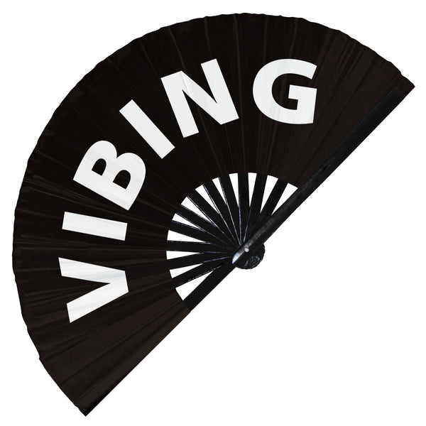 Vibing Hand Fan Foldable Bamboo Circuit Rave Hand Fans Slang Words Fan Outfit Party Gear Gifts Music Festival Rave Accessories