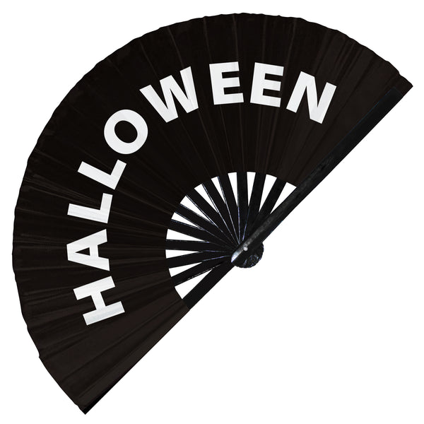 Halloween hand fan foldable bamboo Happy Halloween circuit rave hand fans outfit party gear gifts toys music festival rave accessories essential for men and women wear