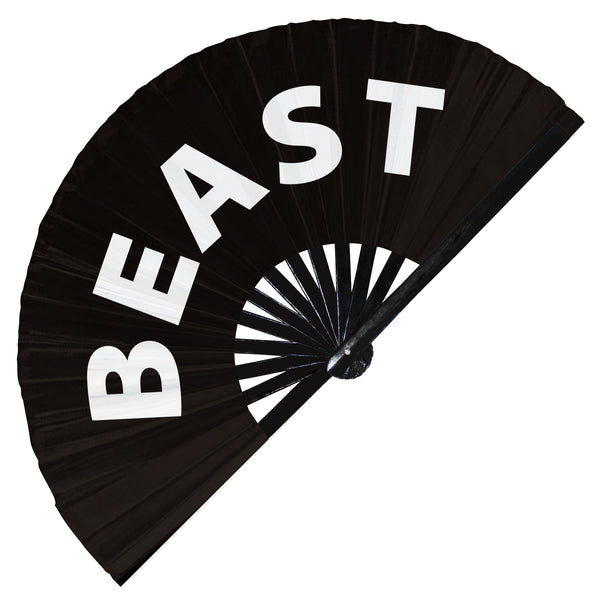 beast hand fan foldable bamboo circuit rave hand fans outfit party gear gifts toys music festival rave accessories essential for men and women wear