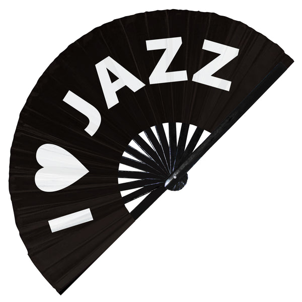 I Love Jazz hand fan foldable bamboo circuit rave hand fans Heart Music Genre Rave Parties gifts Festival accessories