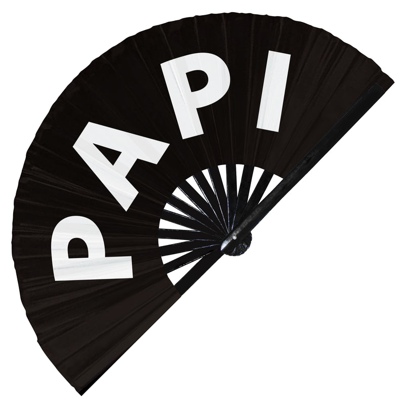 Papi hand fan foldable bamboo circuit rave hand fans Spanish Words Fan outfit party gear gifts music festival rave accessories